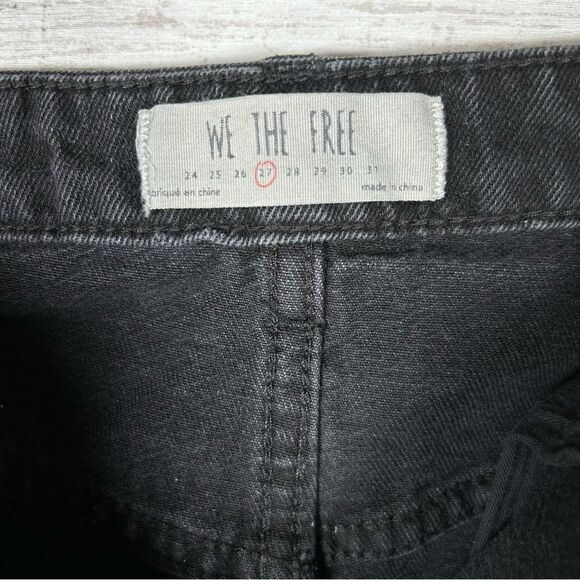 Free People We The Free Zip Front Black Denim Wash Fringe Hem Mini Skirt 27 - Picture 4 of 5
